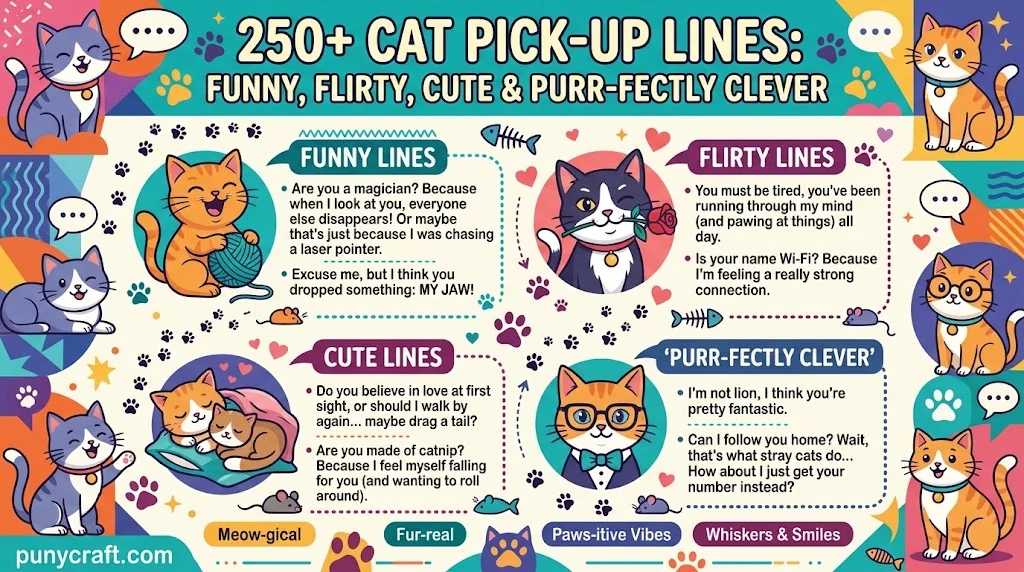250+ Cat Pick-Up Lines: Funny, Flirty, Cute & Purr-fectly Clever