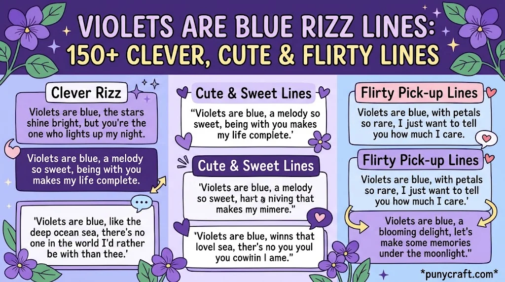 Violets Are Blue Rizz Lines: Clever, Cute & Flirty Lines